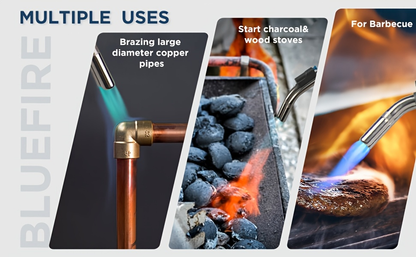 Propane MAPP Gas Brazing Torch Double Turbo Swirl Flame with 5FT Hose & Trigger Start – Heavy Duty Welding Blowtorch for Copper Pipe Plumbing HVAC, Torch Only
