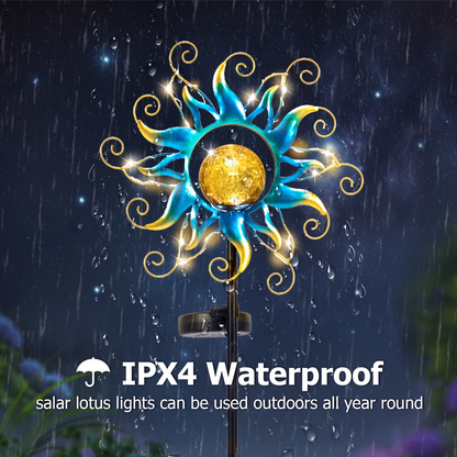 Solar Garden Light Outdoor Sun Shaped LED Stake Lamp IPX4 Waterproof for Patio Pathway Walkway Yard Lawn Decor Housewarming Gift