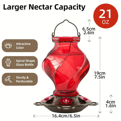 Hummingbird Feeder | Glass Spiral 5 Station Hanging Garden Yard Decor