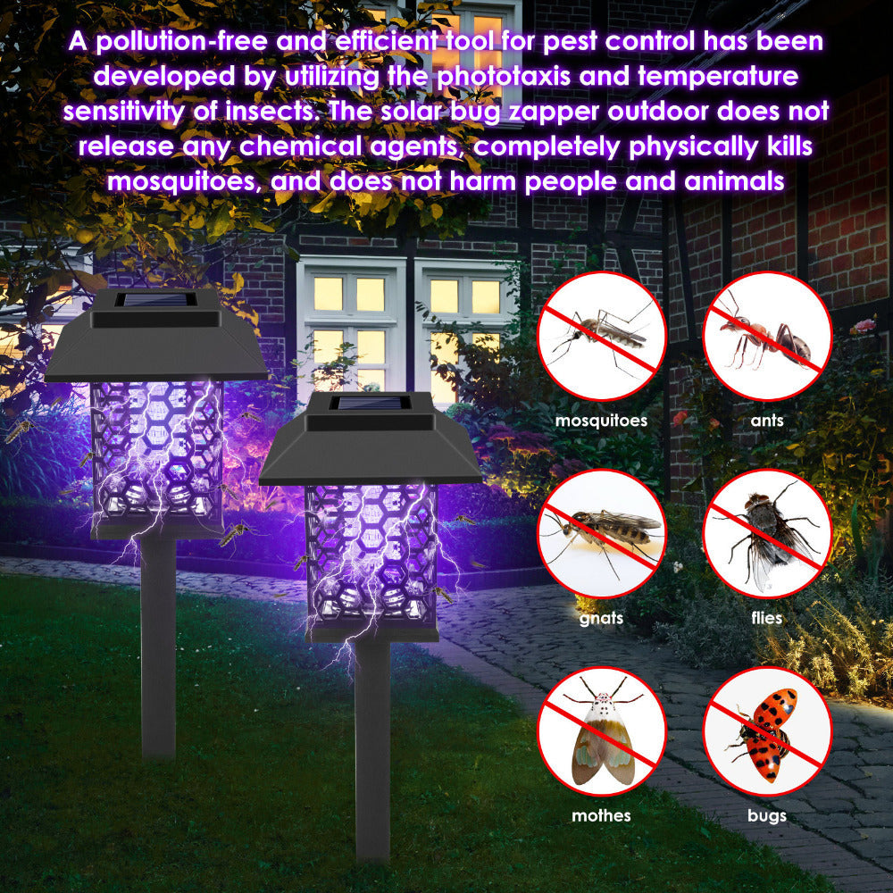 Solar Bug Zapper Outdoor Stake Light – IP44 Waterproof Solar Powered Mosquito Killer Lamp for Yard, Garden, Patio & Pathway – 2 or 4 Pack