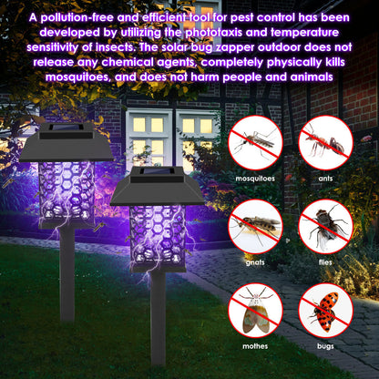 Solar Bug Zapper Outdoor Stake Light – IP44 Waterproof Solar Powered Mosquito Killer Lamp for Yard, Garden, Patio & Pathway – 2 or 4 Pack