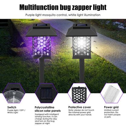 Solar Bug Zapper Outdoor Stake Light – IP44 Waterproof Solar Powered Mosquito Killer Lamp for Yard, Garden, Patio & Pathway – 2 or 4 Pack