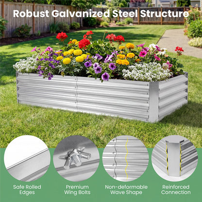 Raised Garden Bed with Greenhouse Cover 3-in-1, Metal Planter Box 71"x35.5"x36" with Dual Roll-Up Screen Windows & Open Bottom for Vegetables, Flowers & Herbs