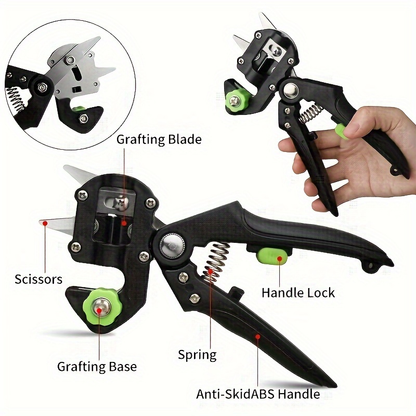 Grafting Scissor Shear Kit with V-Graft, Omega-Graft & U-Graft Blades, Professional High-Carbon Steel Pruner for Fruit Tree Grafting & Plant Propagation