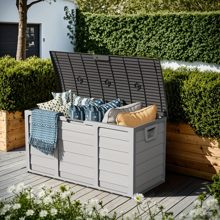 Outdoor Storage Box Resin with Handles | Deck Patio Pool Garden Home
