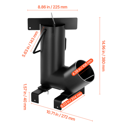 Rocket Stove Wood Burning Portable Camping Stove Carbon Steel Cast Iron Top with Storage Bag Outdoor Cooking Stove