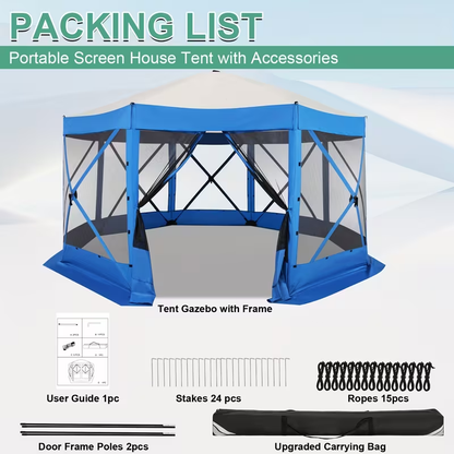 Pop-Up Canopy Tent 15ft Mosquito Net Screen House Waterproof UV50+