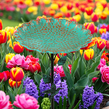 Bird Bath | Lotus Leaf Metal Green Garden Courtyard Feeder Outdoor