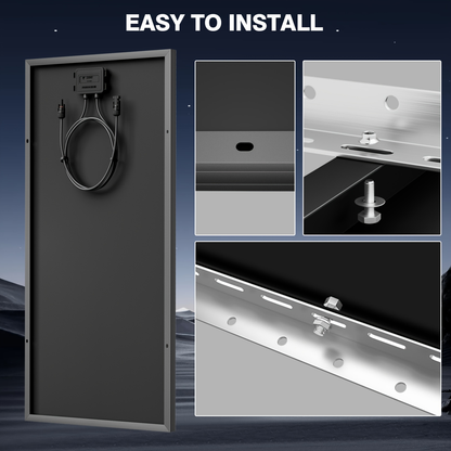 High-Efficiency 100 Watt Solar Panel Featuring a Black Backsheet, 18 BB Monocrystalline Design, Suitable for 12V Applications. Ideal for Charging Power in Homes, Rvs, Marine Settings, Rooftops, Farms, Batteries, And Other Off-Grid Uses