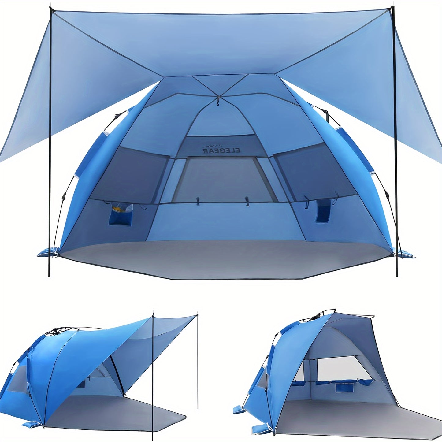 Beach Tent 4-6 Person UPF 50+ 360° Canopy Pop Up Sun Shade Shelter