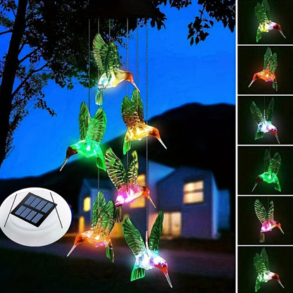Solar Hummingbird Butterfly Pendant Light 6 LED Color