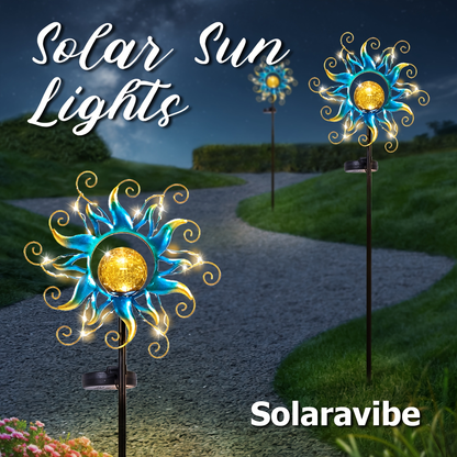 Solar Garden Light Outdoor Sun Shaped LED Stake Lamp IPX4 Waterproof for Patio Pathway Walkway Yard Lawn Decor Housewarming Gift