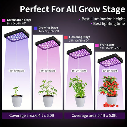 LED Grow Light 1000W Full Spectrum – Dual-Switch Plant Light for Veg & Bloom, Hydroponic Hanging Grow Lamp for Indoor Greenhouse, Vegetables, Flowers & Seedlings, Plug & Play