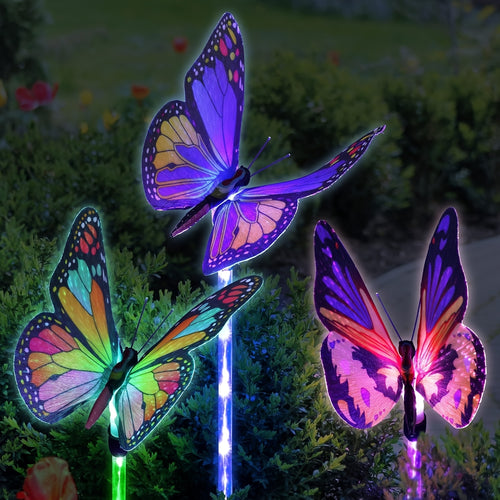 Solar Butterfly Garden Lights 6-Pack, Color Changing Waterproof