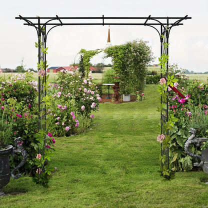 Wrought Iron Garden Arch 7ft Rustproof Rose Trellis Multi-Style