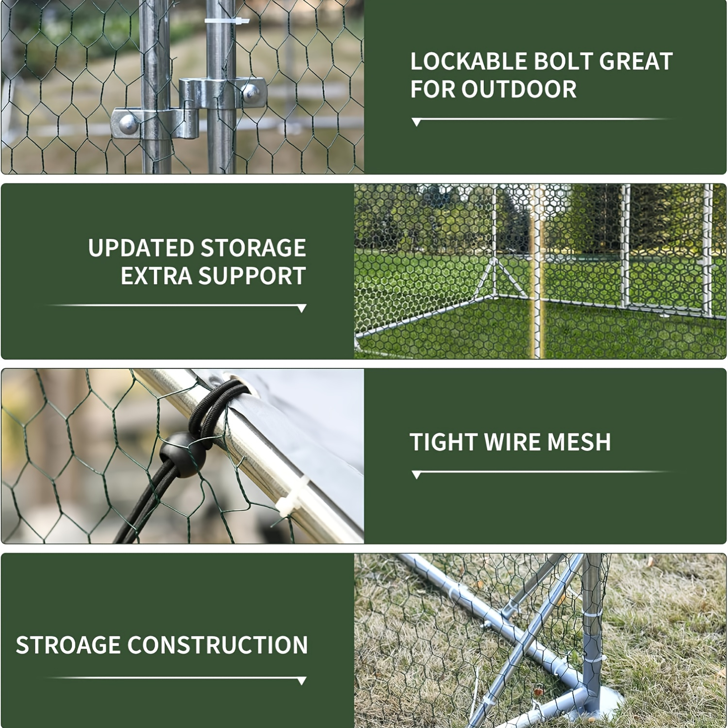 Metal Chicken Run Walk-in Poultry Enclosure with UV Protection - Dome Flat & Spire Roof Styles, Spacious Outdoor Backyard Farm Chicken Pen, Multiple Size Options