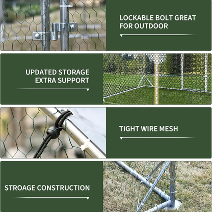 Metal Chicken Run Walk-in Poultry Enclosure with UV Protection - Dome Flat & Spire Roof Styles, Spacious Outdoor Backyard Farm Chicken Pen, Multiple Size Options