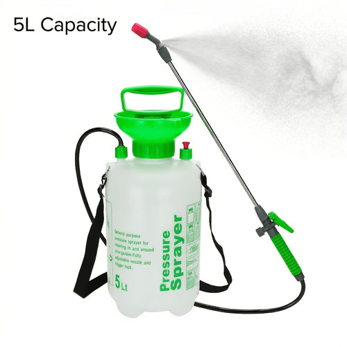 Garden Pressure Sprayer 1.32 Gallon Hand Pump Sprayer with Shoulder Strap Adjustable Nozzle for Plant Watering Lawn Care Pest Control