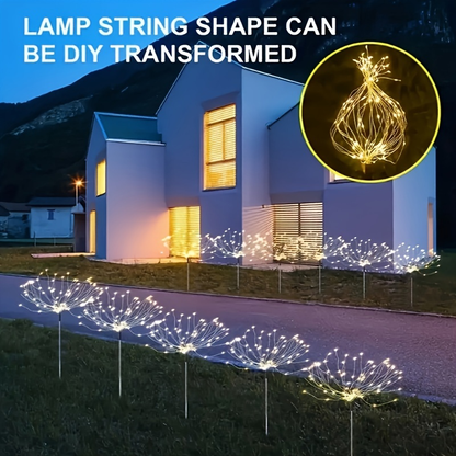 Solar Dandelion Lights with Remote Control 540/1080 LED 8 Modes Warm White – 6/12 Pack Outdoor Fireworks Stake Lights for Lawn Garden Christmas Halloween Festival Decoration