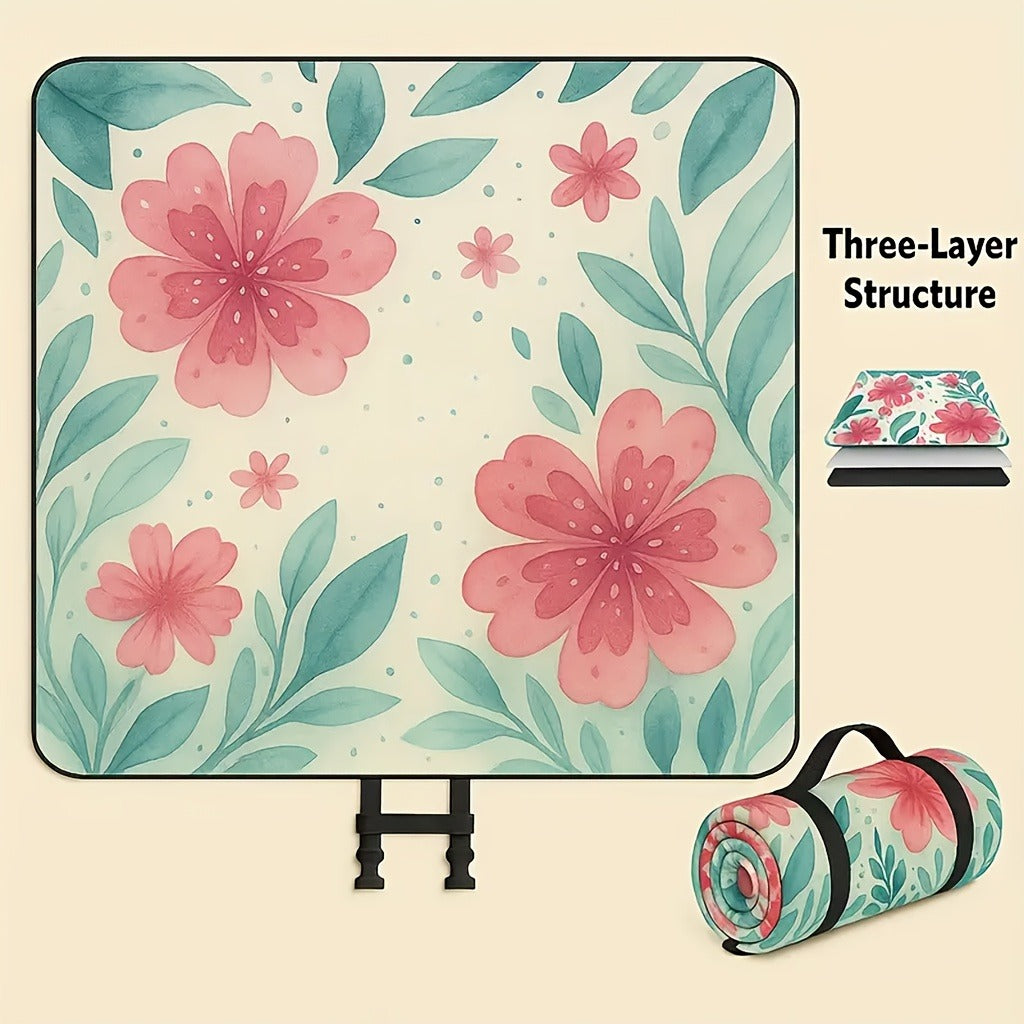 Picnic Blanket Padded | Foldable Floral Mat Beach Park Camping Travel