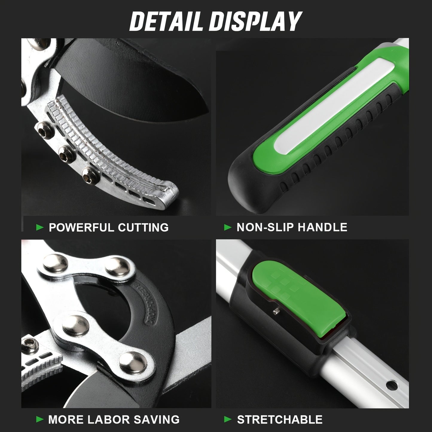 Extendable Pruning Shears 22-27.5 Inch - SK5 Steel Blades Cut 2.5" Branches, Shock-Absorbing Ergonomic Handle, Long Reach Tree & Shrub Trimmer for Hedges