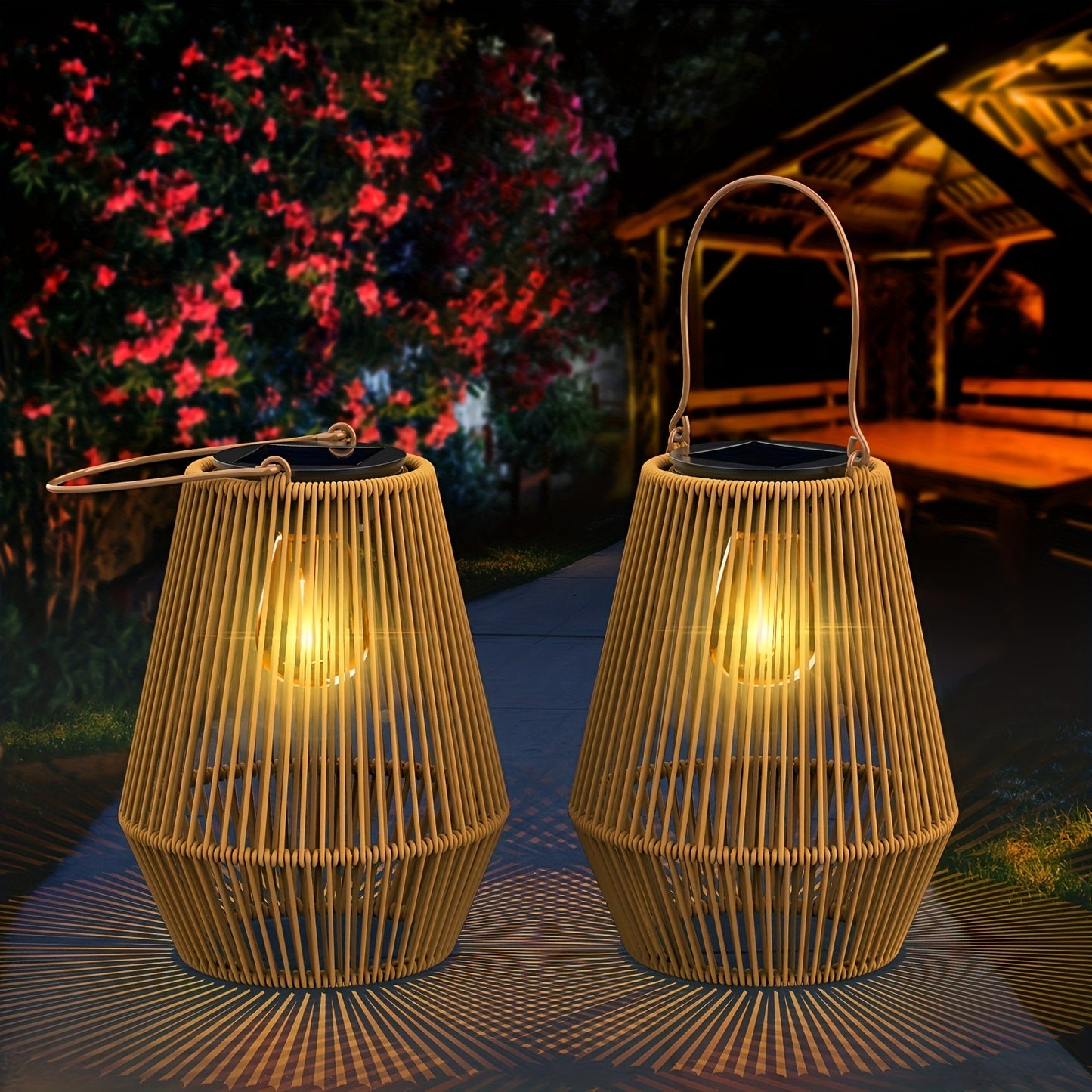 Solar Bamboo Lights Bohemian Style Outdoor Hanging Decoration for Garden Patio Deck Porch Tree Lawn Halloween Christmas 1/2/4pcs
