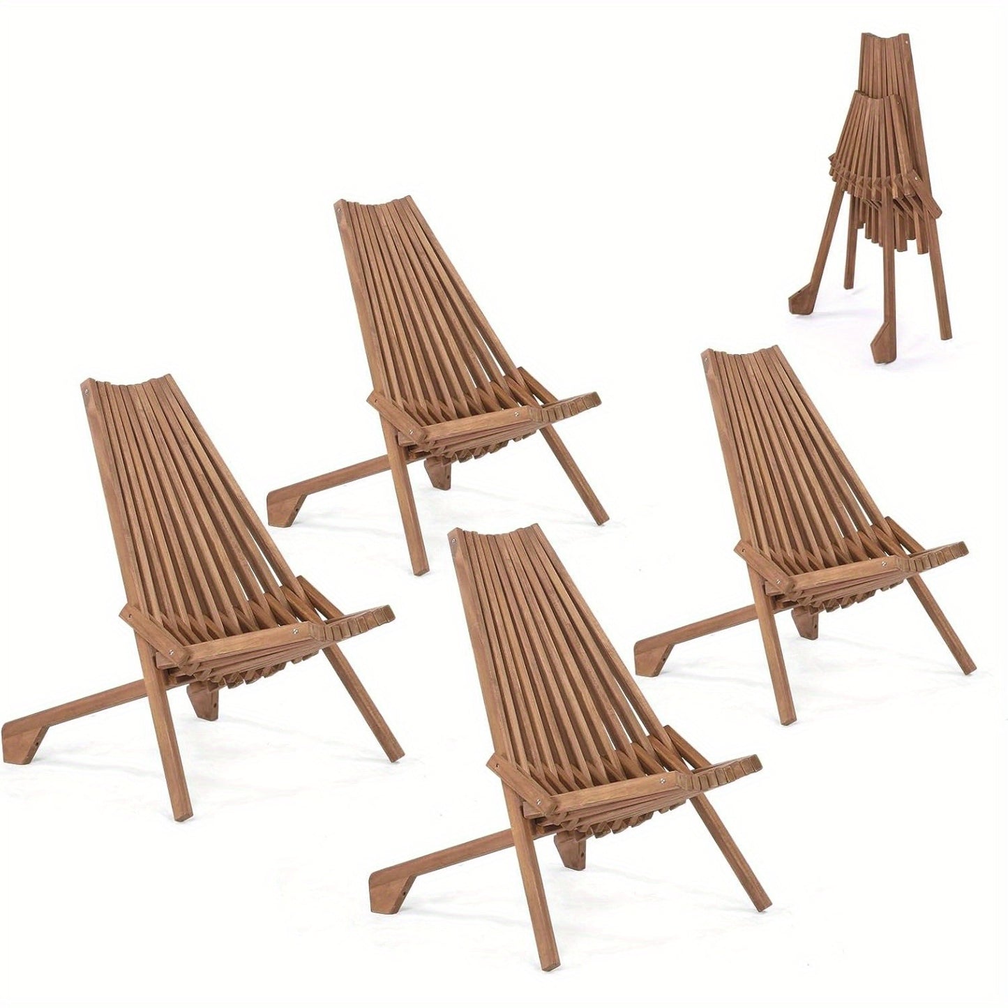 Wood Folding Outdoor Chairs Set of 1/2/4 – Patio Lounge Chair 350LBS