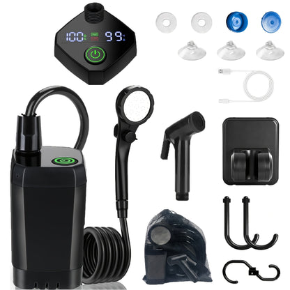 Portable Camping Shower 6000mAh IPX7 Waterproof 120-Min Runtime