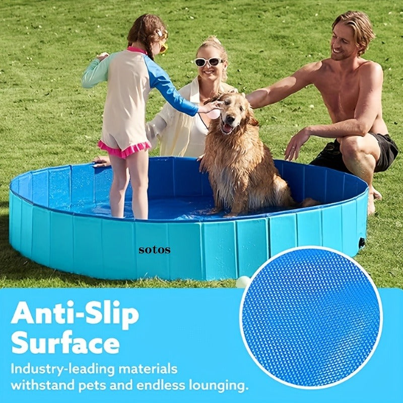 Foldable Dog Pool – Portable Hard Plastic Pet & Kids Swimming Pool, Anti-Slip Collapsible Bathtub for Indoor Outdoor Backyard Use, 3 Sizes
