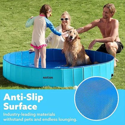 Foldable Dog Pool – Portable Hard Plastic Pet & Kids Swimming Pool, Anti-Slip Collapsible Bathtub for Indoor Outdoor Backyard Use, 3 Sizes
