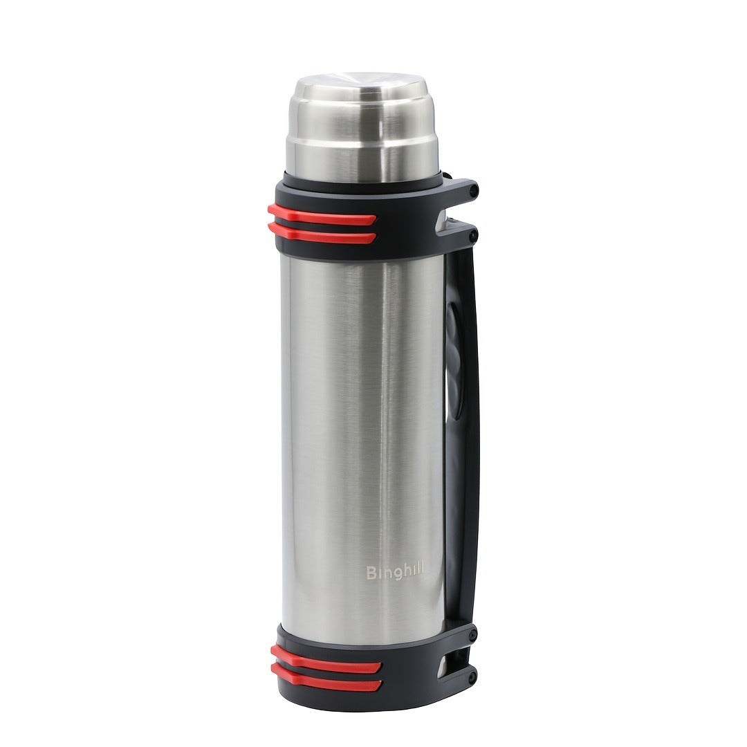 Insulated Water Bottle 2000ml 67oz Stainless Steel Vacuum Flask with Cup Handle Strap BPA Free Wide Mouth Hot Cold Drinks Camping Hiking Sports Gym Travel Gift