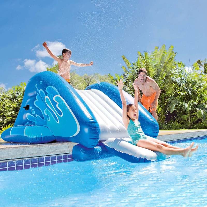 Inflatable Pool Water Slide for Kids | Backyard Water Slide with Built-in Sprinklers, Climbing Handles & Soft Landing Pad for Above-Ground Pools