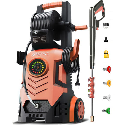 Pressure Washer 5000PSI Electric Power Washer 2.4-3.6GPM Adjustable 8-Level Touch Screen 34" Tall 4 Quick-Connect Nozzles for Cars Fences Driveways Patios