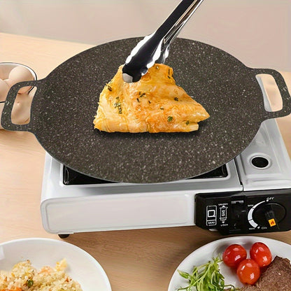 Korean BBQ Grill Pan Cast Iron 3-Piece Set – Non-Stick Portable Fry Pan for Indoor & Outdoor Use | Even Heat, Induction & Gas Compatible | 14.17", 13" & 11.81" for Steak, Pancakes & Camping