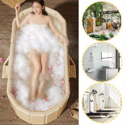 Foldable Portable Hot Tub & Ice Bath Soaking Tub | Large Freestanding Bathtub, Dual Drainage, Home & Outdoor Cold Plunge Tub