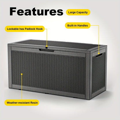 Deck Box 100 Gallon – Lockable Rattan Outdoor Storage