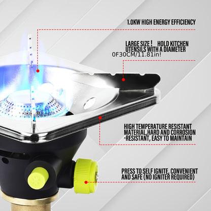 Backpacking Stove Bottletop Propane | Hotdevil HD-5005 Lightweight Camping Stove with Instant Ignition | Propane & MAPP Gas Compatible | For Hiking, Outdoor Cooking & Emergency Use