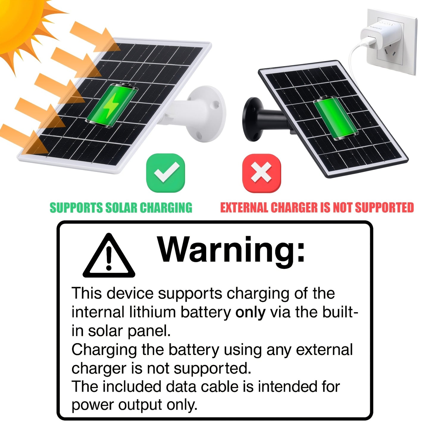 Solar Panel 5W Monocrystalline with Built-In 5200mAh Battery - 3rd Gen Emergency Charger for Security Camera, Doorbell, Outdoor Lights & Low-Voltage Devices, Portable Travel Power