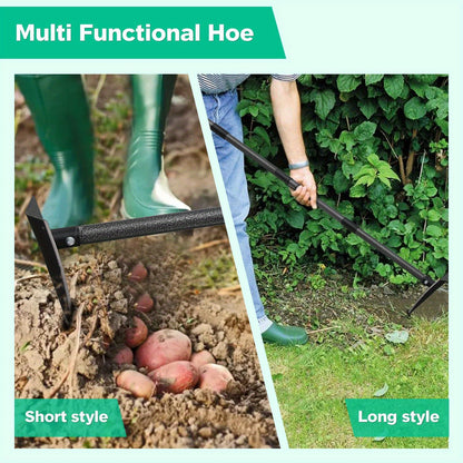 Garden Hoe Triangle Heavy Duty Carbon Steel with Adjustable 15–72 Inch Long Handle, Sharp Triangular Blade for Weeding, Digging, Soil Loosening and Edging