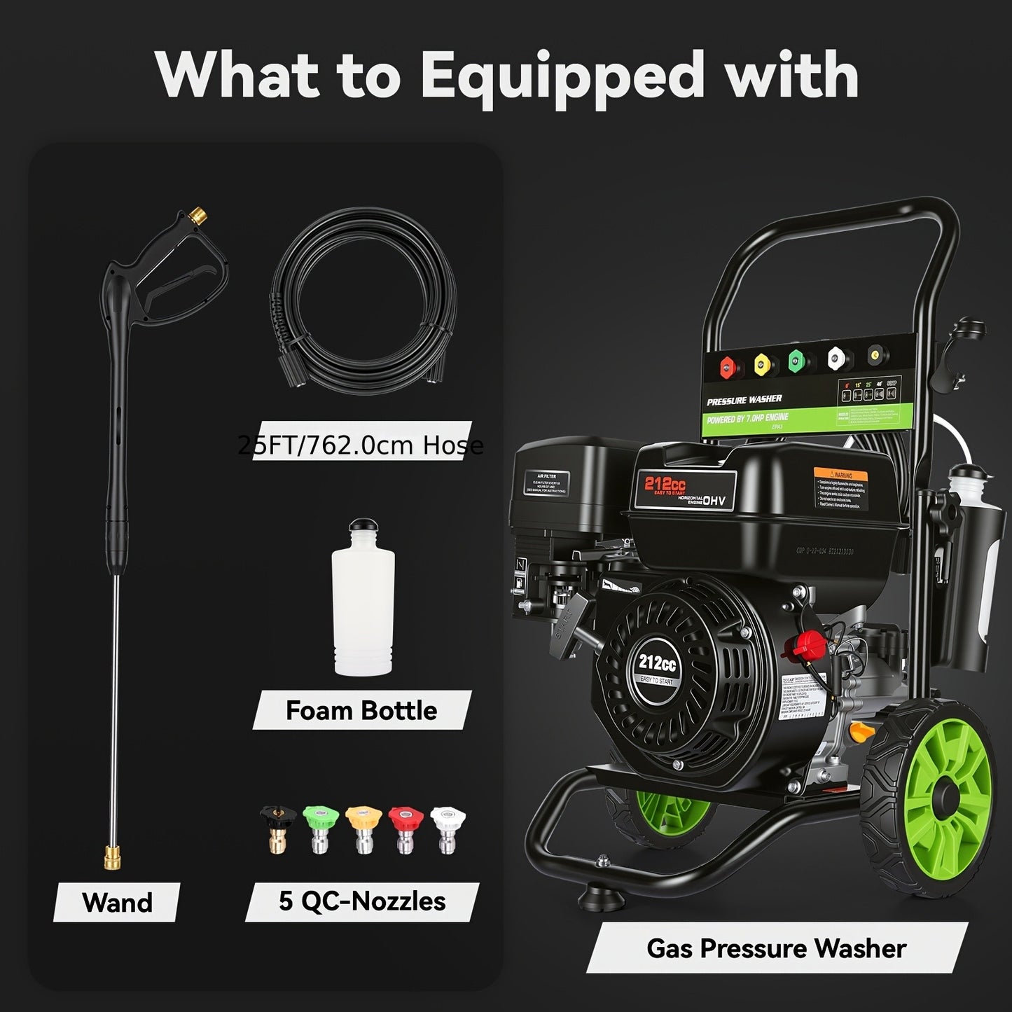4200PSI Gas Pressure Washer 4.0GPM 212CC Commercial Power Washer with 25ft Hose, 5 Nozzles – EPA/CARB/ETL Certified for Patio, Driveway, Vehicle