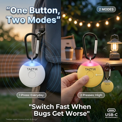 Ultrasonic Insect Repeller 2 Pack USB-C Rechargeable Mosquito Repellent Clip-On Keychain No Spray Pet Safe for Hiking Camping Stroller Travel Backpack Outdoor