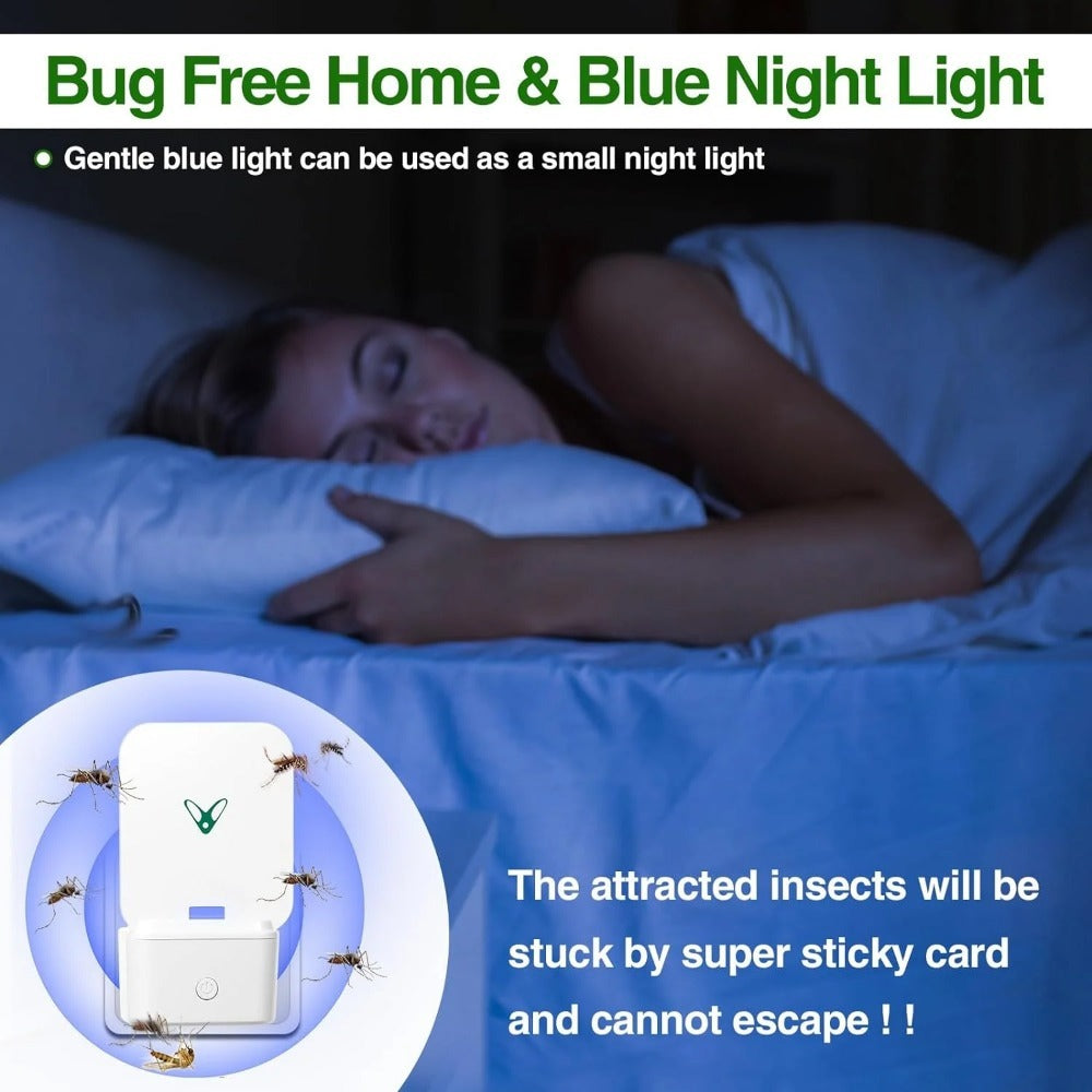 Flying Insect Trap Plug-In with UV Light & Sticky Boards – Indoor Mosquito Gnat Fly Catcher for Kitchen Bedroom Living Room, 10/20 Replaceable Glue Pads, Portable Pest Control