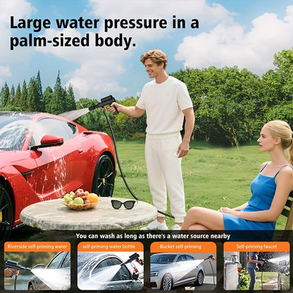 Portable Pressure Washer Cordless 980PSI – 3x 4000mAh Batteries, 5-in-1 Nozzle, Foam Cannon, 33FT Hose, Lightweight Wireless Car Washer for Cars, Bikes, Camping & Outdoor Cleaning