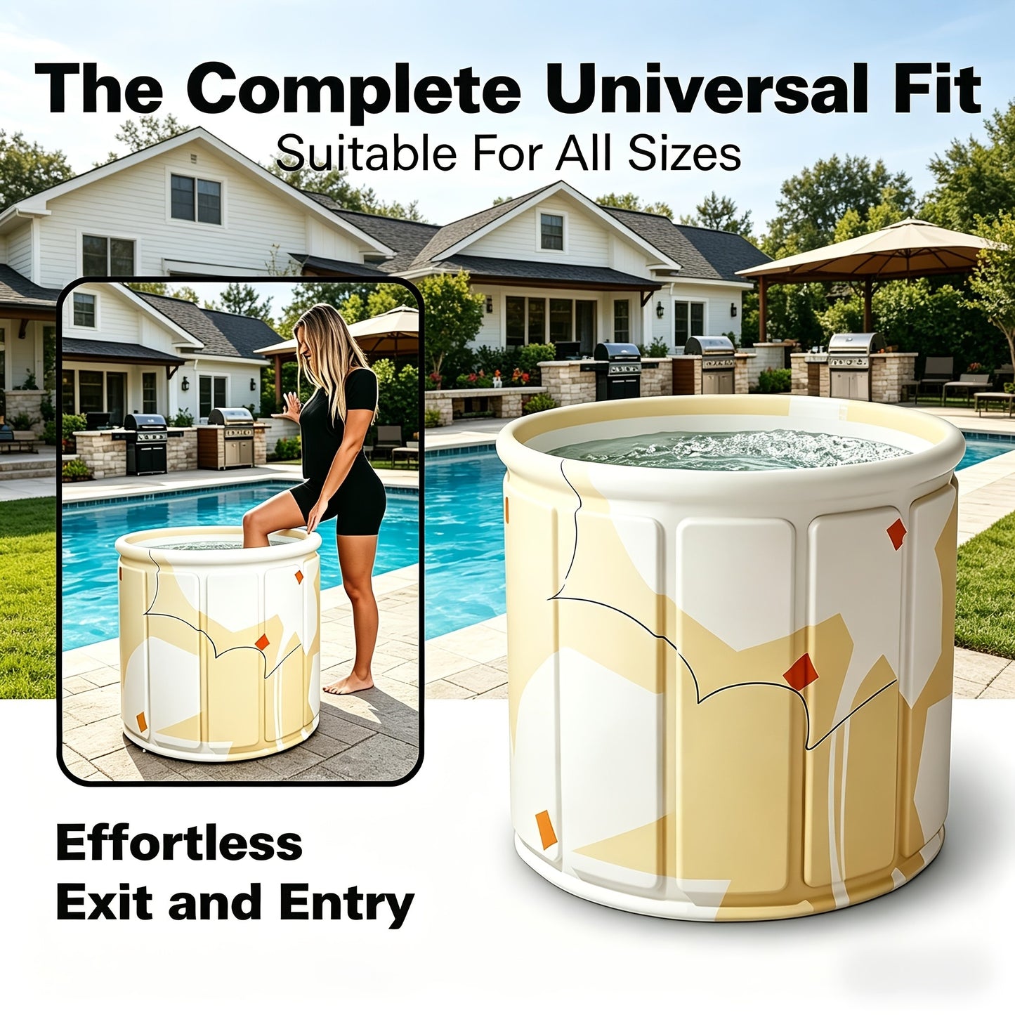Thermal Insulated Bathtub Foldable Non-Inflatable for Adults – Hot & Cold Dual Use, Ice Bath Muscle Relief & Warm Soak, Space-Saving Home Spa Tub