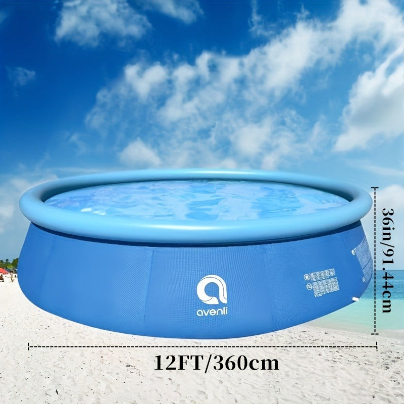 Round Inflatable Swimming Pool 10FT 12FT Circular Above Ground Family Pool Puncture-Resistant Quick Setup Outdoor Backyard Kids Adults Summer