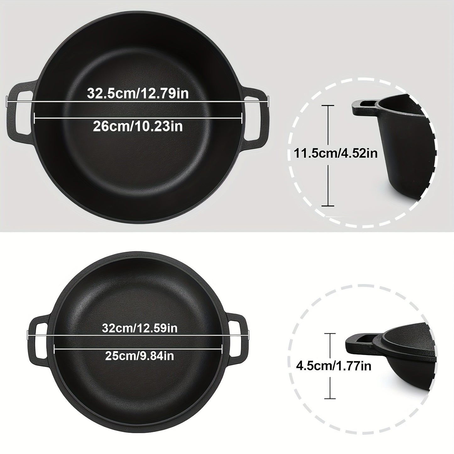 Cast Iron Dutch Oven Pre-Seasoned with Lid – Deep Pot for Bread Baking, Camping, BBQ & Stove | Double Handle, Silicone Lid, Scraper & Stand Included