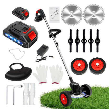 21V Cordless Lightweight Weed Trimmer & Edger. Comes with 1/2 Batteries and Charger. 3-in-1 Cordless Grass Trimmer, Edger, and Brush Cutter. Powerful and Long-Lasting. for Lawn, Yard, and Garden.