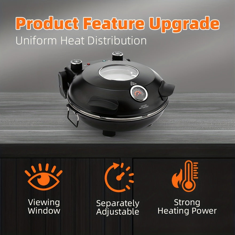Pizza Oven Indoor 12-Inch Countertop – Heats Up to 800°F Electric Pizza Maker for Home | Fast Preheat, Crispy Crust, Indoor Pizza Grill Machine, Black