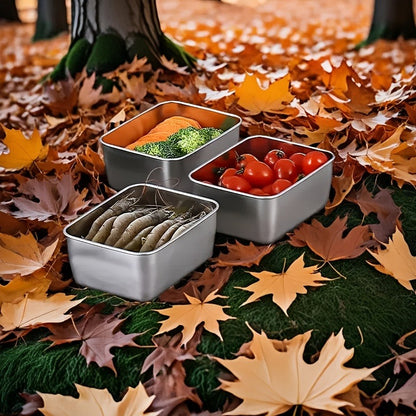 Food Storage Containers Stainless Steel Set of 6 with Lids – Leak-Proof BPA-Free Stackable Metal Meal Prep Boxes Airtight Lunch Container for Kitchen Refrigerator Camping Outdoor Picnic Organization