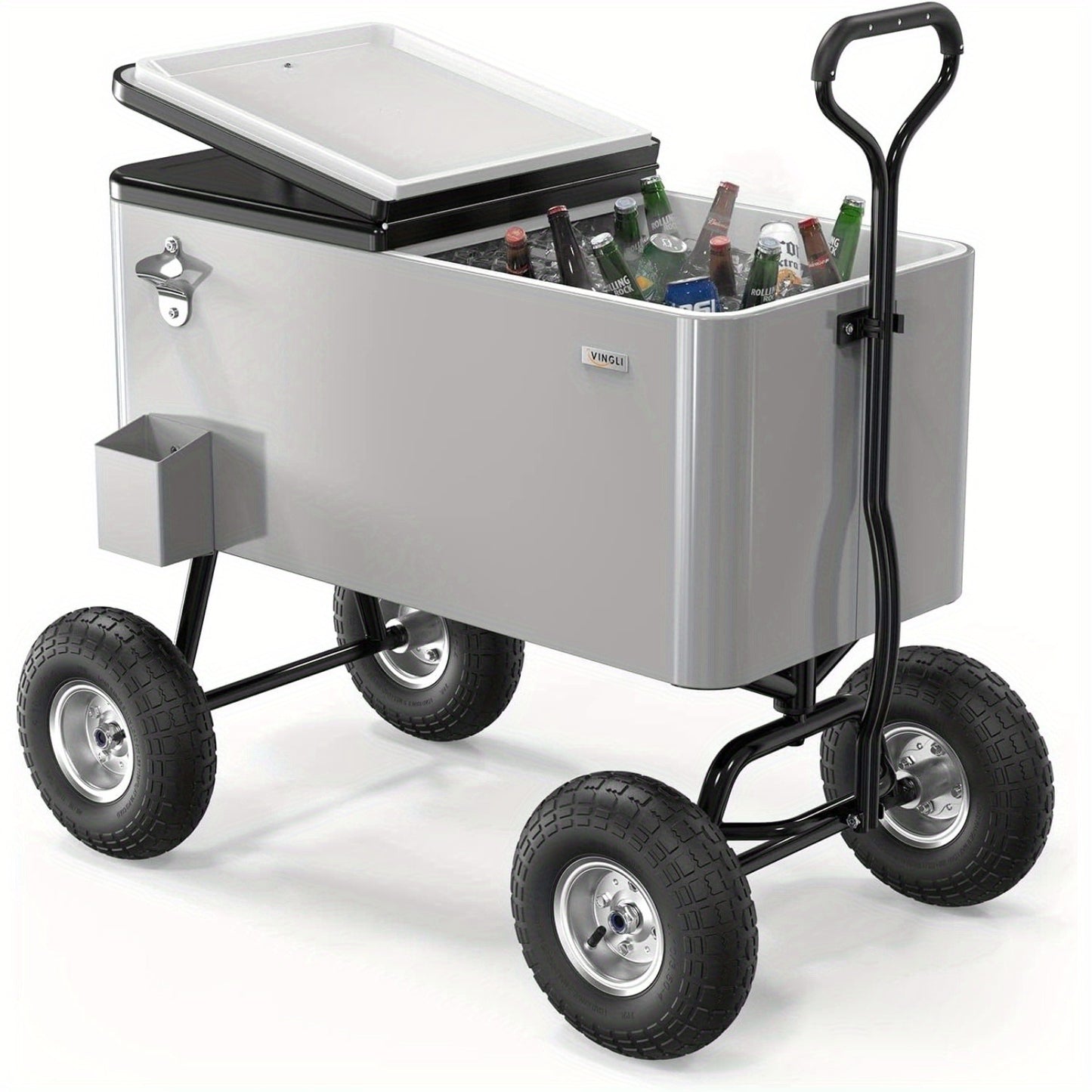 Rolling Cooler Cart 80QT Portable Wagon with 10" Wheels – Patio Beach Outdoor Drink Cooler